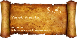Vanek Anetta névjegykártya